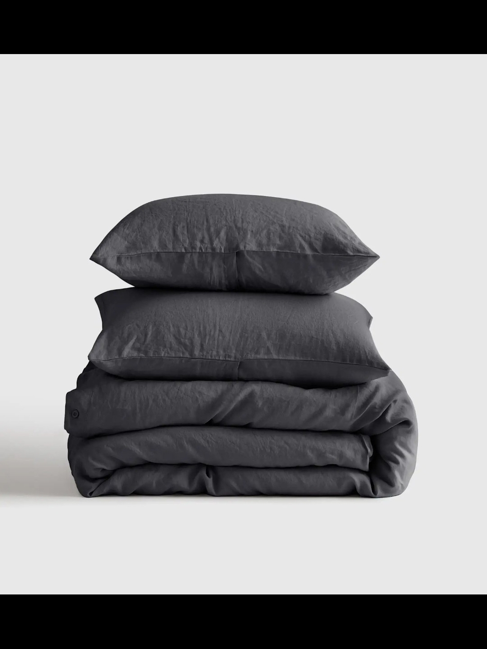 QUINCE European Linen Duvet Cover Set In Charcoal Grey  In Full / Queen, New!